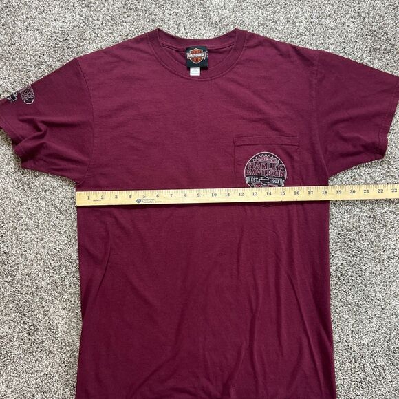 Harley Davidson T Shirt Womens Medium Maroon Denver Colorado Honoring Military - Picture 14 of 16
